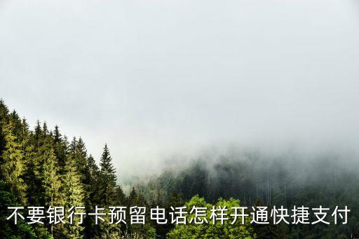 快捷支付怎么開通手機(jī)，不要銀行卡預(yù)留電話怎樣開通快捷支付
