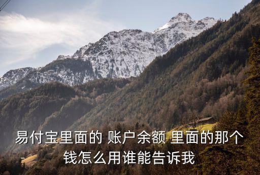 易付寶里面的 賬戶余額 里面的那個(gè)錢怎么用誰能告訴我