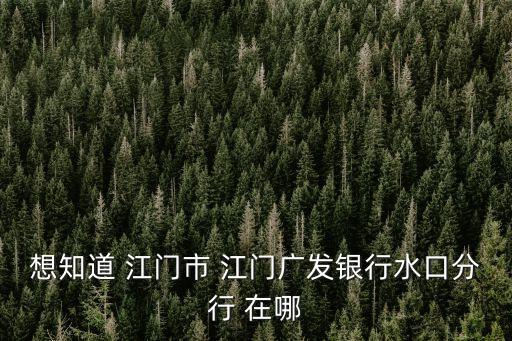 開平東興大道廣發(fā)銀行怎么去，想知道 江門市 江門廣發(fā)銀行水口分行 在哪