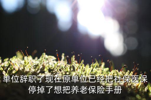 單位辭職了現(xiàn)在原單位已經把社保醫(yī)保停掉了想把養(yǎng)老保險手冊