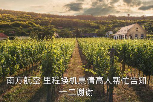 南方航空 里程換機(jī)票請(qǐng)高人幫忙告知一二謝謝