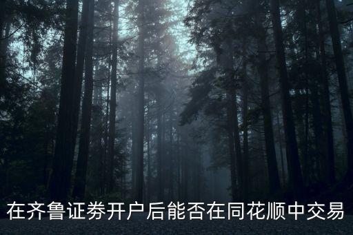 在齊魯證劵開戶后能否在同花順中交易