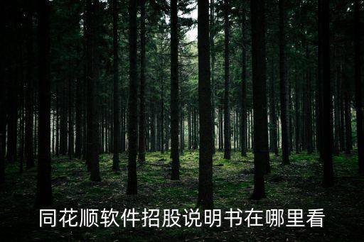同花順軟件招股說明書在哪里看