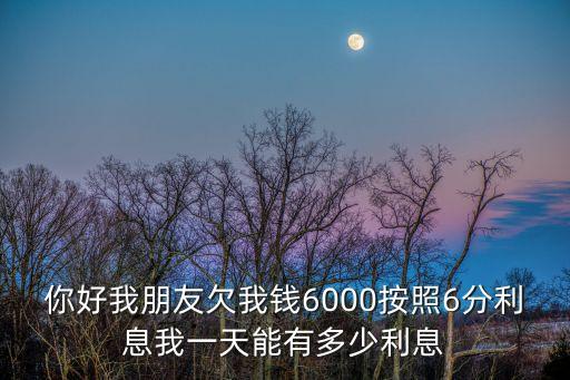 你好我朋友欠我錢6000按照6分利息我一天能有多少利息
