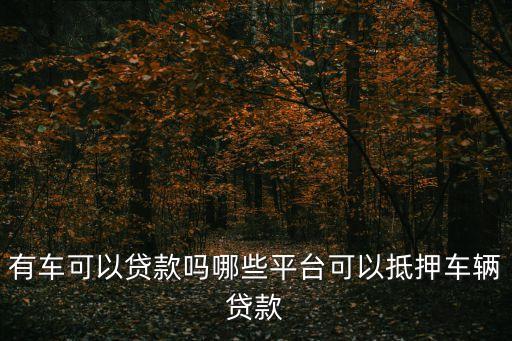 名下有車怎么貸款，有車可以貸款嗎哪些平臺(tái)可以抵押車輛貸款