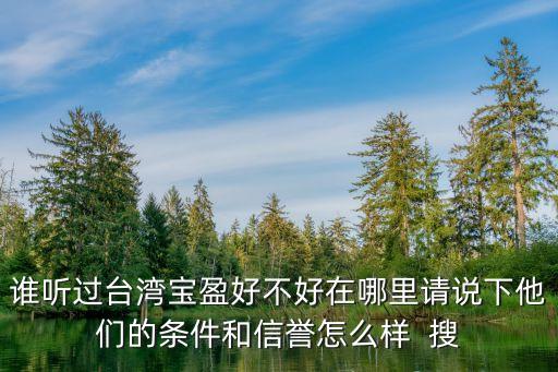 寶盈基金待遇怎么樣，誰(shuí)聽(tīng)過(guò)臺(tái)灣寶盈好不好在哪里請(qǐng)說(shuō)下他們的條件和信譽(yù)怎么樣  搜