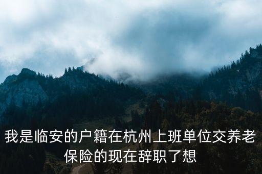 我是臨安的戶籍在杭州上班單位交養(yǎng)老保險(xiǎn)的現(xiàn)在辭職了想
