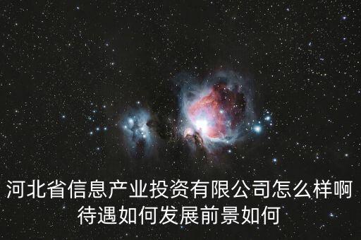 河北省信息產(chǎn)業(yè)投資有限公司怎么樣啊待遇如何發(fā)展前景如何