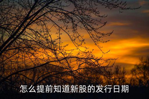 怎么提前知道新股的發(fā)行日期