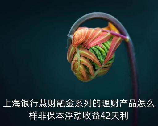 上海銀行慧財(cái)融金系列的理財(cái)產(chǎn)品怎么樣非保本浮動(dòng)收益42天利