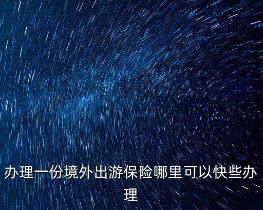 辦理一份境外出游保險(xiǎn)哪里可以快些辦理