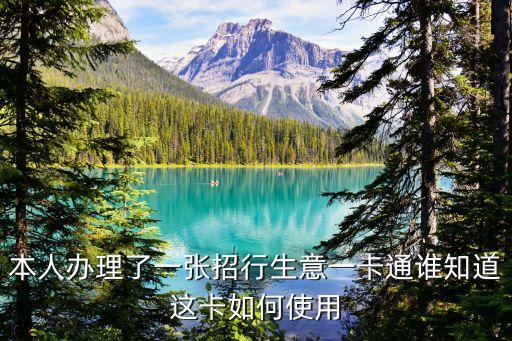 本人辦理了一張招行生意一卡通誰知道這卡如何使用