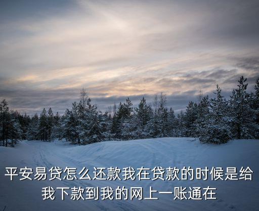 平安易貸還款怎么還，平安易貸怎么還款我在貸款的時(shí)候是給我下款到我的網(wǎng)上一賬通在
