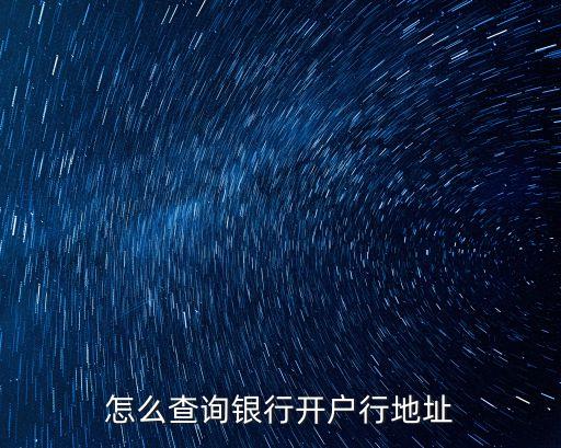 怎么查詢銀行開戶行地址