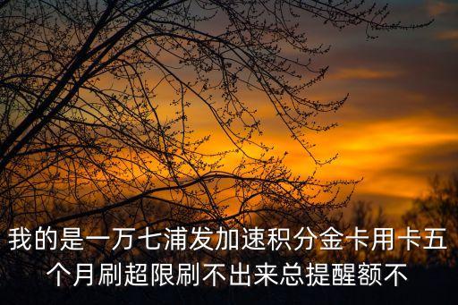 我的是一萬七浦發(fā)加速積分金卡用卡五個(gè)月刷超限刷不出來總提醒額不