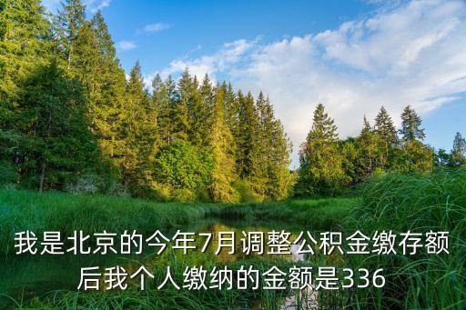 公積金存繳調整過 怎么貸款，我是北京的今年7月調整公積金繳存額后我個人繳納的金額是336