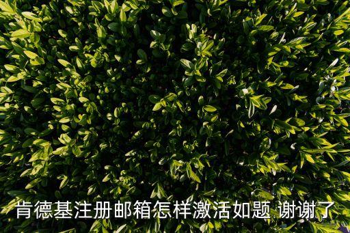 肯德基注冊郵箱怎樣激活如題 謝謝了