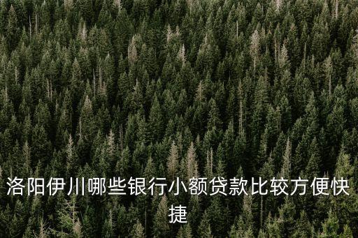 洛陽(yáng)伊川哪些銀行小額貸款比較方便快捷