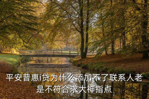 平安普惠i貸為什么添加不了聯(lián)系人老是不符合求大神指點
