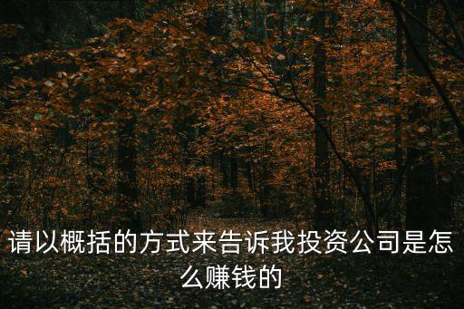 請(qǐng)以概括的方式來告訴我投資公司是怎么賺錢的