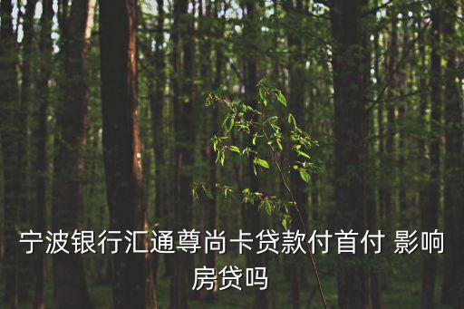 寧波銀行匯通尊尚卡貸款付首付 影響房貸嗎