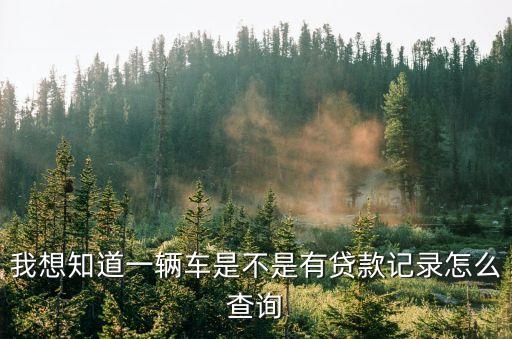 我想知道一輛車是不是有貸款記錄怎么查詢