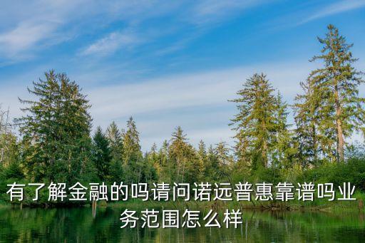 諾遠貸款怎么樣，有了解金融的嗎請問諾遠普惠靠譜嗎業(yè)務(wù)范圍怎么樣
