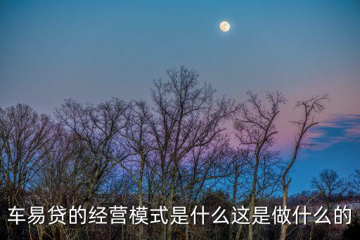 車易貸是怎么操作，車易貸的經(jīng)營模式是什么這是做什么的