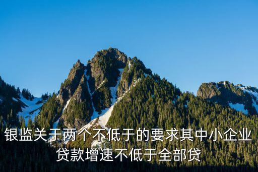 銀監(jiān)關(guān)于兩個(gè)不低于的要求其中小企業(yè)貸款增速不低于全部貸