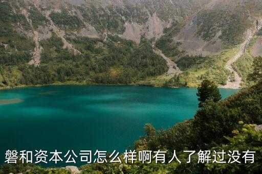 磐和資本公司怎么樣啊有人了解過沒有