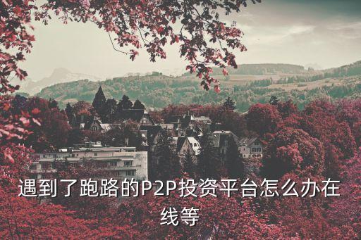 遇到了跑路的P2P投資平臺怎么辦在線等