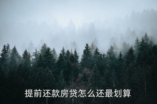提前還款房貸怎么還最劃算