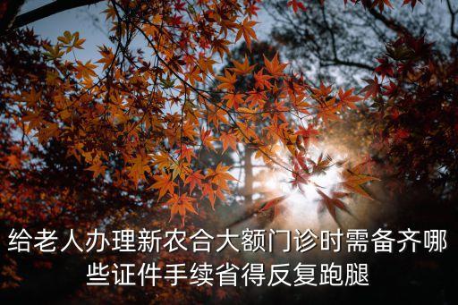 給老人辦理新農(nóng)合大額門診時需備齊哪些證件手續(xù)省得反復跑腿