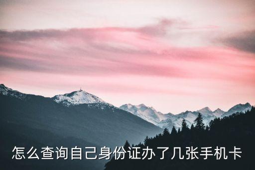 怎么查自己名下有幾張手機(jī)卡，怎么查詢自己身份證辦了幾張手機(jī)卡