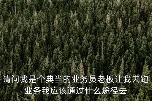 請問我是個(gè)典當(dāng)?shù)臉I(yè)務(wù)員老板讓我去跑業(yè)務(wù)我應(yīng)該通過什么途徑去