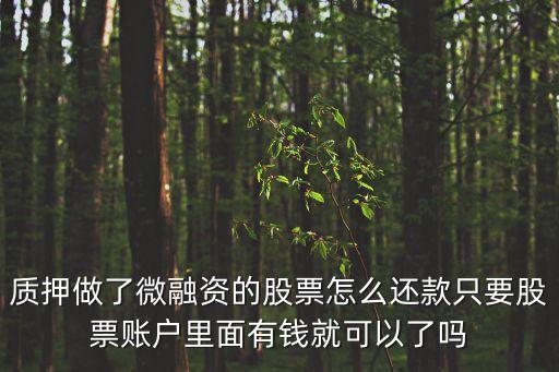 質(zhì)押做了微融資的股票怎么還款只要股票賬戶里面有錢就可以了嗎