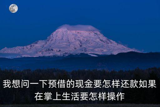 我想問(wèn)一下預(yù)借的現(xiàn)金要怎樣還款如果在掌上生活要怎樣操作