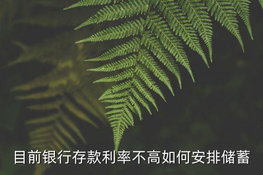 目前銀行存款利率不高如何安排儲蓄