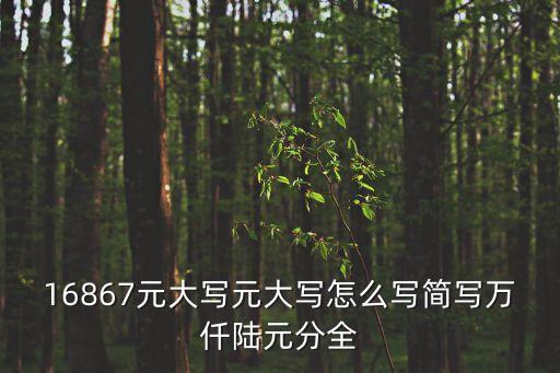 16867元大寫元大寫怎么寫簡(jiǎn)寫萬仟陸元分全