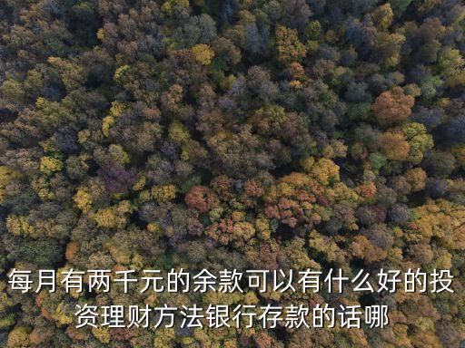 每月兩千閑錢(qián)怎么理財(cái)，每月有兩千元的余款可以有什么好的投資理財(cái)方法銀行存款的話哪