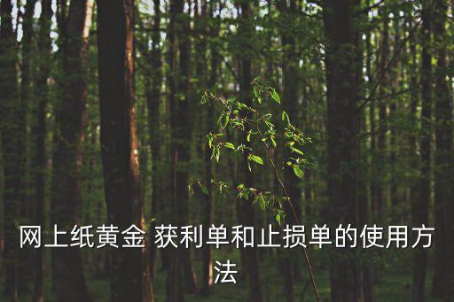網(wǎng)上紙黃金 獲利單和止損單的使用方法