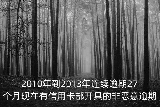 2010年到2013年連續(xù)逾期27個(gè)月現(xiàn)在有信用卡部開(kāi)具的非惡意逾期