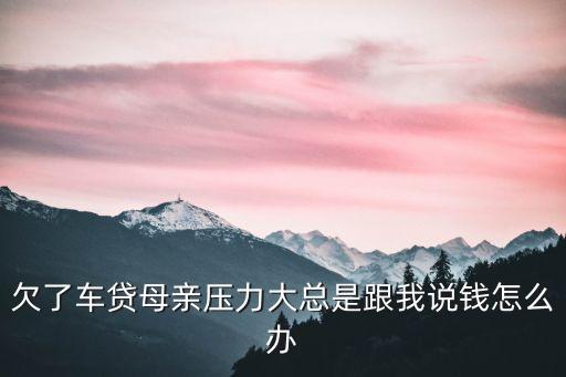 欠了車貸母親壓力大總是跟我說錢怎么辦