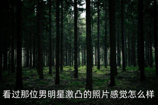 看過那位男明星激凸的照片感覺怎么樣