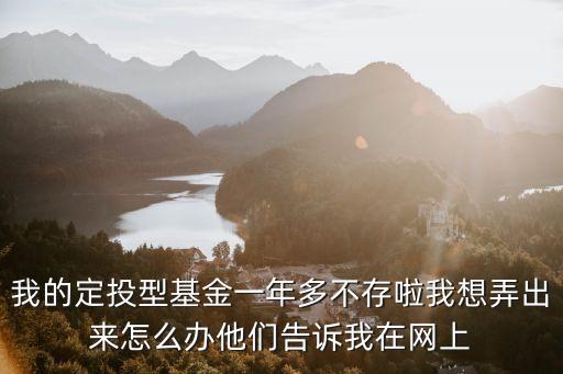 我的定投型基金一年多不存啦我想弄出來怎么辦他們告訴我在網(wǎng)上