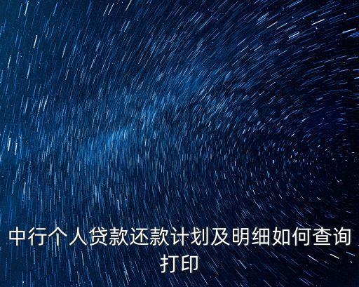 中行個人貸款還款計劃及明細(xì)如何查詢打印