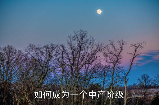 如何成為一個(gè)中產(chǎn)階級(jí)