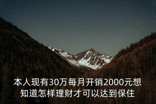 存款三十萬怎么理財(cái)，手里有30萬怎么理財(cái)