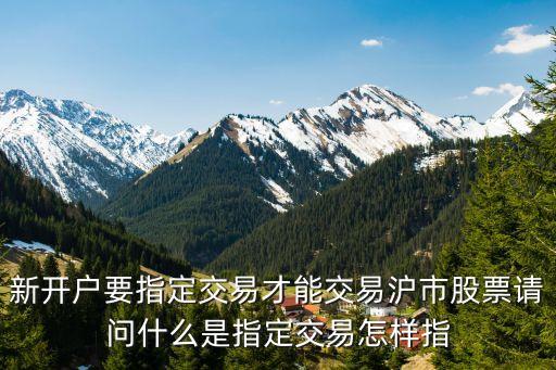 新開戶要指定交易才能交易滬市股票請問什么是指定交易怎樣指