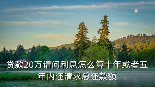 貸款20萬請問利息怎么算十年或者五年內(nèi)還清求總還款額